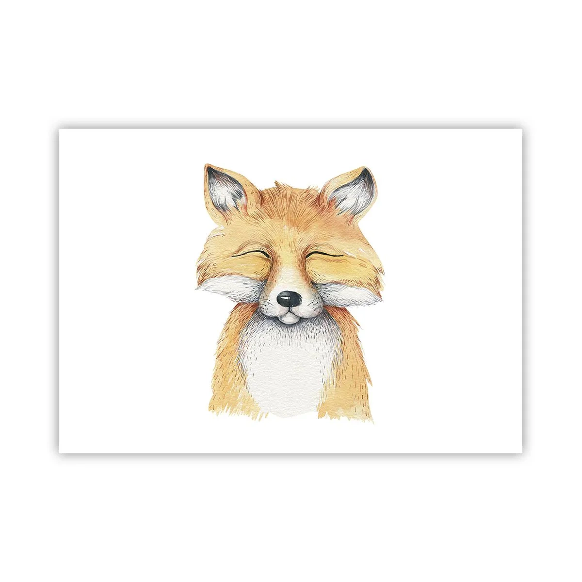 Plakat - Akwarelowy lis z uśmiechem w minimalistycznym stylu - 100x70cm - Lisie humory - Nowoczesna dekoracja ścienna do salonu i sypialni ARTTOR