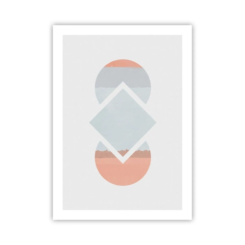 Plakat - Abstrakcyjna kompozycja z geometrycznych kształtów i pastelowych barw - 50x70cm - Sytuacja jest jasna - Nowoczesna dekoracja ścienna do salonu, kuchni i sypialni ARTTOR