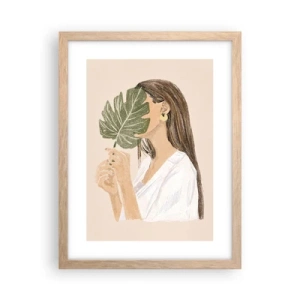 Plakat w ramie jasny dąb - Tajemniczy portret z wachlarzem - 30x40 cm
