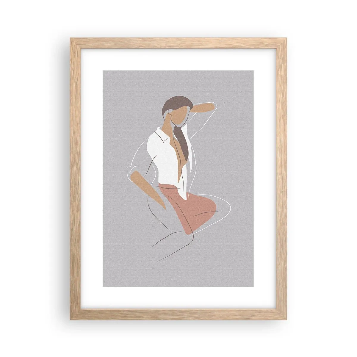 Plakat w ramie jasny dąb - Zarys wdzięku - 30x40 cm