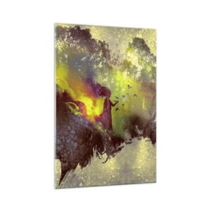 Obraz na szkle - Artystyczna sylwetka kobiety z naturą w tle - 70x100cm - Matka Natura - Nowoczesna dekoracja ścienna do salonu i sypialni ARTTOR