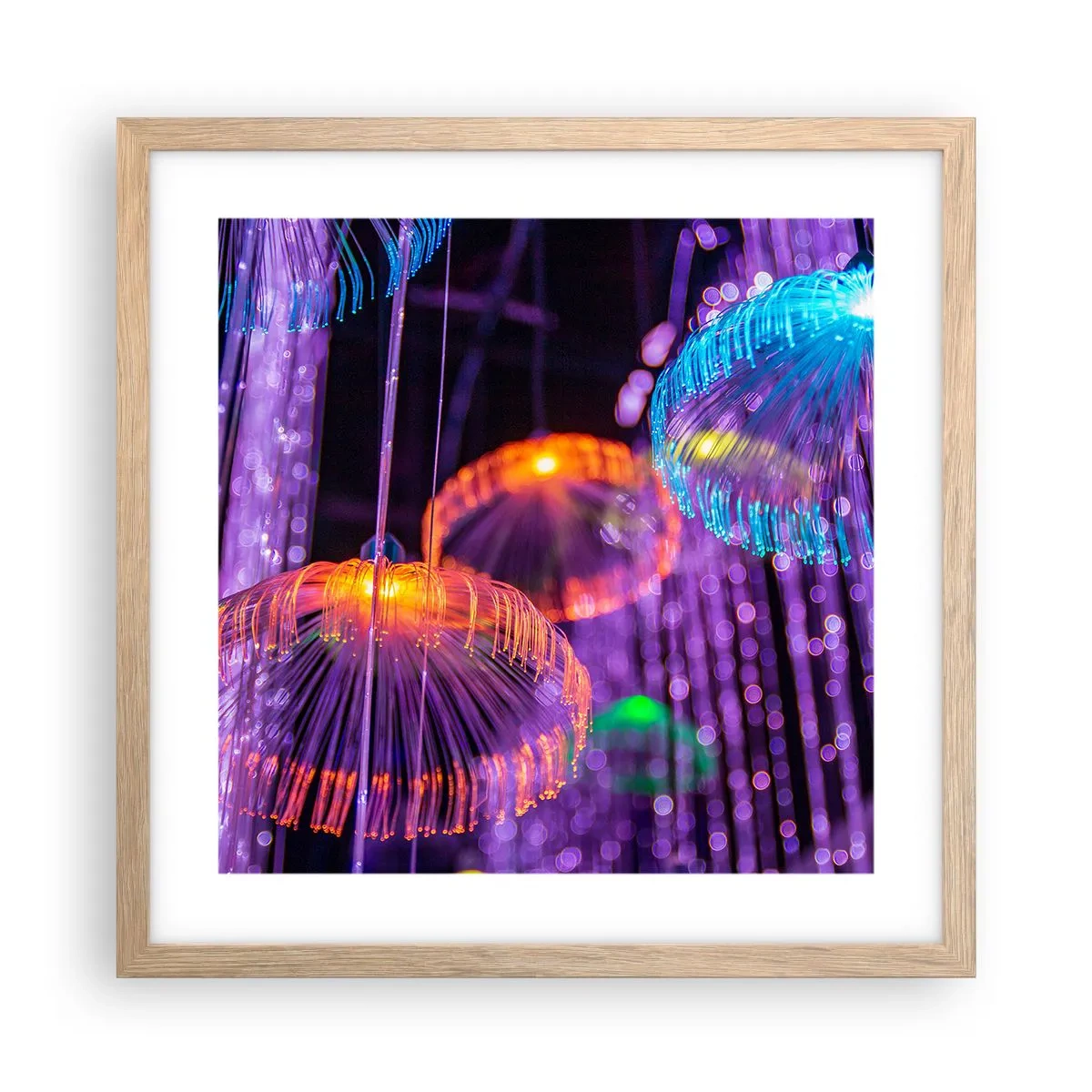 Plakat w ramie jasny dąb - Świetlna fontanna - 40x40 cm