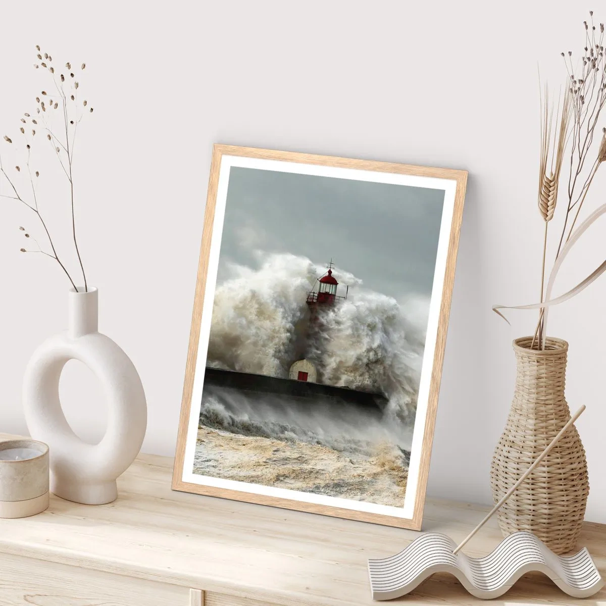 Plakat w ramie jasny dąb - Gniew oceanu - 40x50 cm