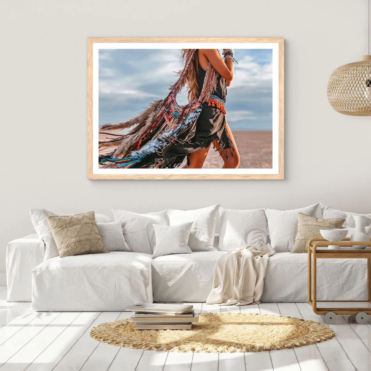 Plakat w ramie jasny dąb - Dziewczyna szamana - 100x70 cm