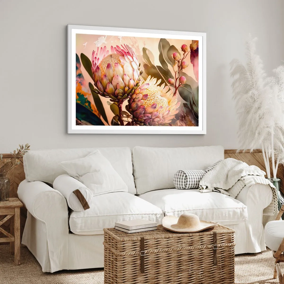 Plakat w białej ramie - Czule objęte - 70x50 cm