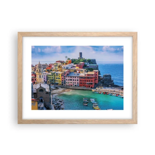 Plakat w ramie jasny dąb - Śródziemnomorskie magiczne miasteczko - 40x30 cm
