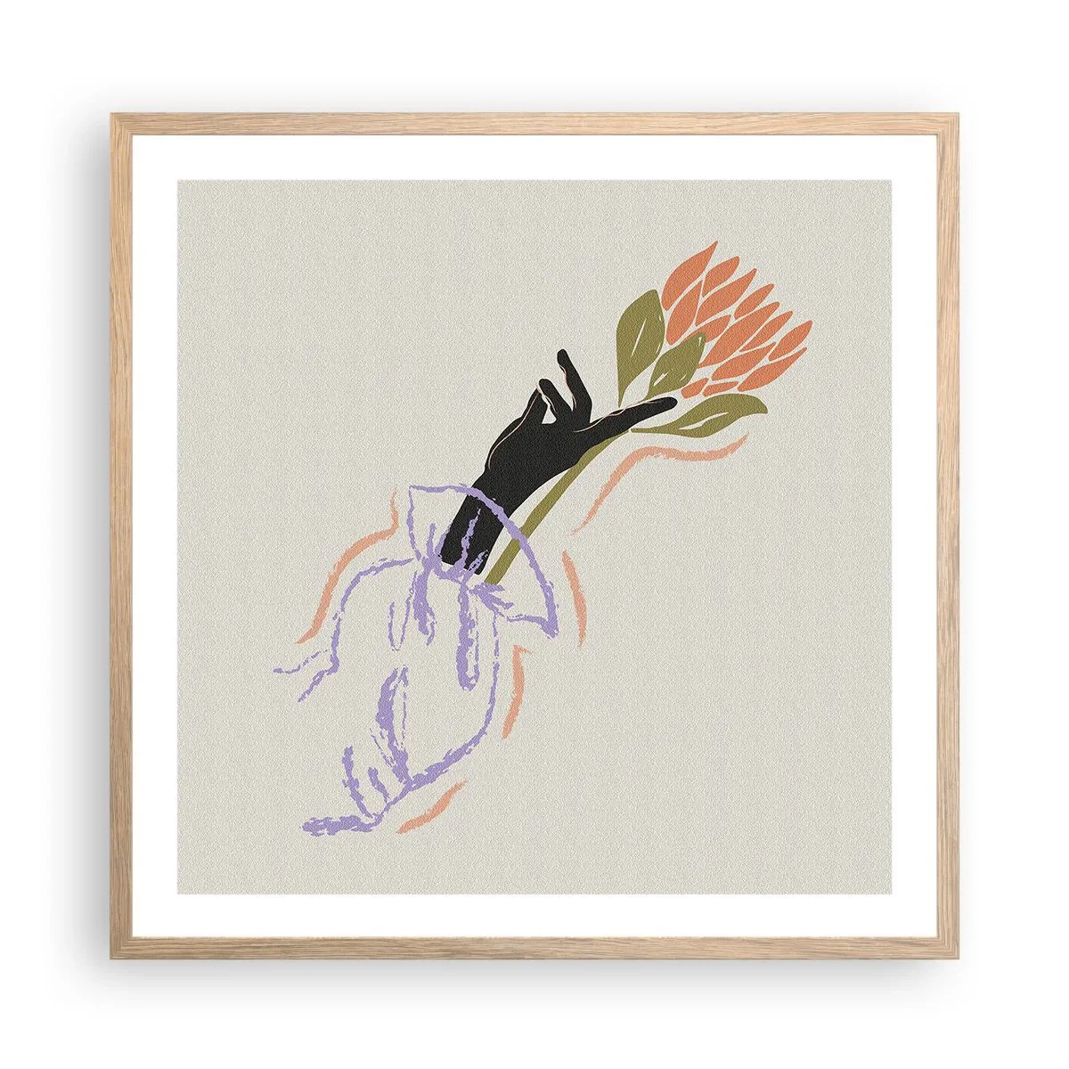 Plakat w ramie jasny dąb - Siostrzany dotyk - 60x60 cm