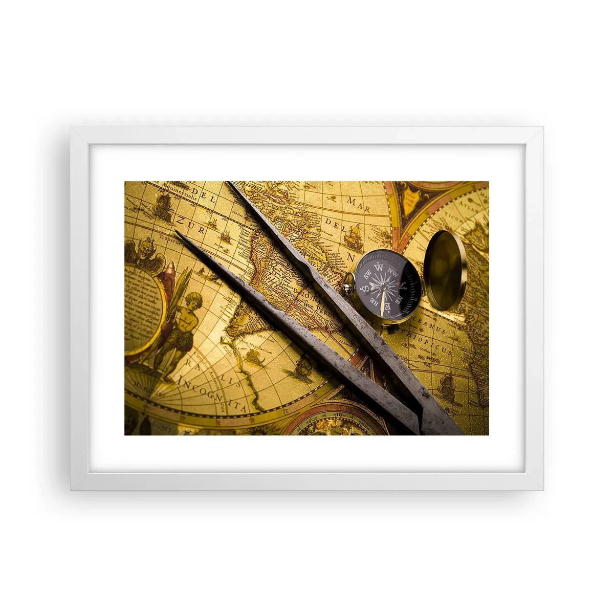 Plakat w białej ramie - Gdze te skarby? - 40x30 cm