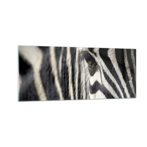 Obraz na szkle - Portret w paski - 100x40 cm