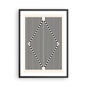Plakat w czarnej ramie - Czarno-białe linie tworzące optyczną iluzję - 50x70cm - Geometryczna iluzja - Nowoczesna dekoracja ścienna do salonu i sypialni ARTTOR