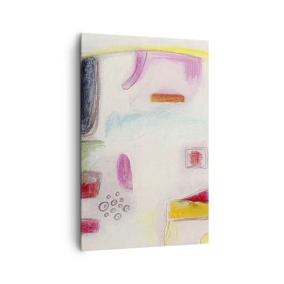 Obraz na płótnie - Kolorowe abstrakcyjne kształty na jasnym tle - 80x120cm - Bardziej wypukłe niż wklęsłe czy płaskie - Nowoczesna dekoracja ścienna do salonu i sypialni ARTTOR