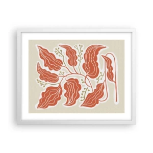 Plakat w białej ramie - Ludowo i koralowo - 50x40 cm