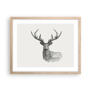 Plakat w ramie jasny dąb - Jeleń w kubistycznym stylu - 50x40 cm