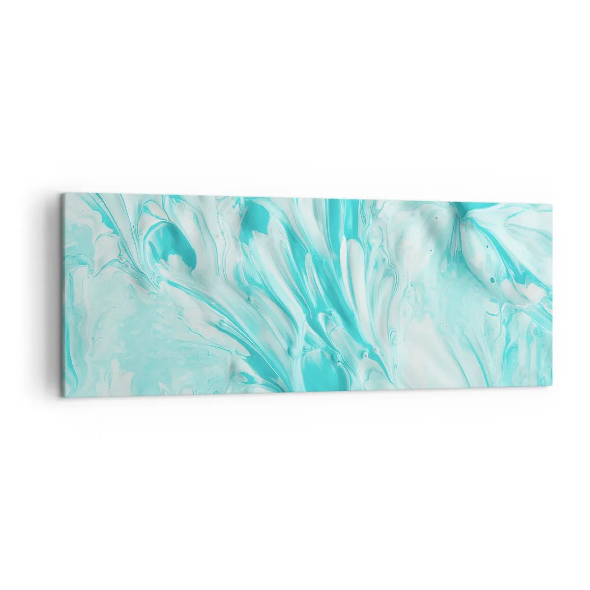 Obraz na płótnie - Abstrakcyjny motyw w pastelowych odcieniach błękitu i bieli - 140x50cm - Na zawsze razem - Nowoczesna dekoracja ścienna do salonu i sypialni ARTTOR