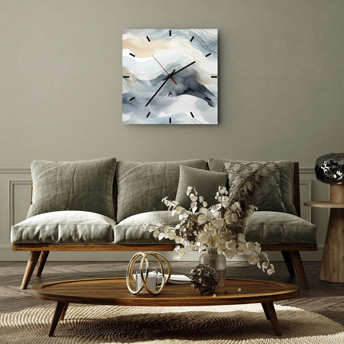 Zegar ścienny - Abstrakcja śnieżna i mglista - 30x30 cm