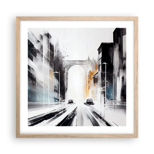 Plakat w ramie jasny dąb - Studium miasta: architektura i ruch - 50x50 cm