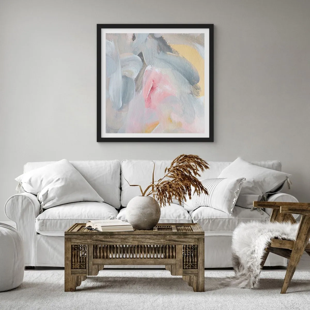 Plakat w czarnej ramie - W pastelowym świecie - 60x60 cm