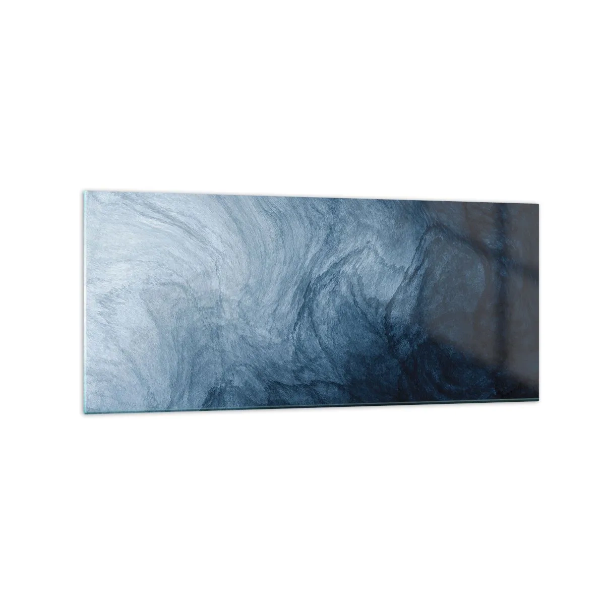 Obraz na szkle - Abstrakcyjna kompozycja w odcieniach błękitu i granatu - 120x50cm - W głąb sięgnąć - Nowoczesna dekoracja ścienna do salonu i sypialni ARTTOR