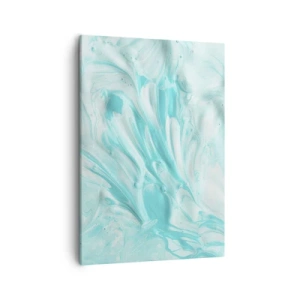 Obraz na płótnie - Abstrakcyjna kompozycja w odcieniach błękitu i bieli z efektem płynnej farby - 50x70cm - Na zawsze razem - Nowoczesna dekoracja ścienna do salonu, kuchni i sypialni ARTTOR