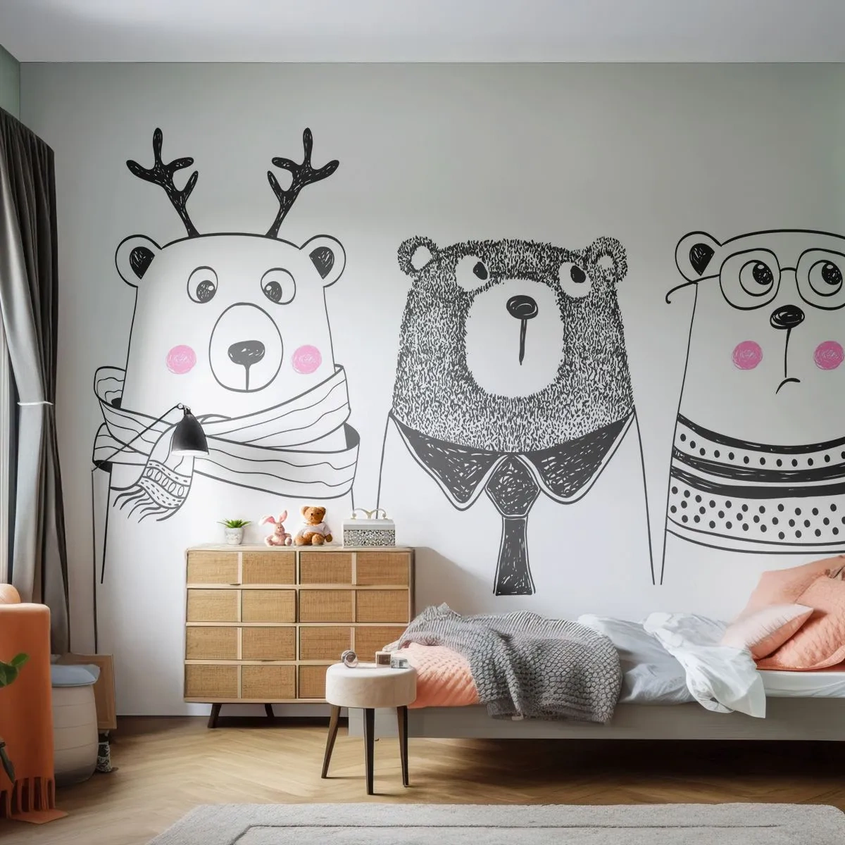Fototapeta Premium Canvas - Miś, misiaczek i misio - Dla Dzieci, Niedźwiedź, Ilustracja - 250x175 cm