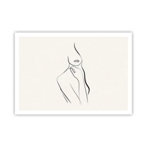 Plakat - Minimalistyczny szkic sylwetki kobiety na jasnym tle - 100x70cm - Fala melancholii - Nowoczesna dekoracja ścienna do salonu i sypialni ARTTOR
