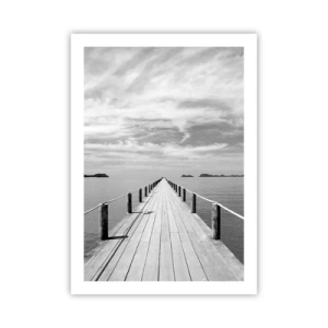 Plakat - Drewniane molo prowadzące w dal po spokojnej wodzie - 50x70cm - A może podróż… - Nowoczesna dekoracja ścienna do salonu, kuchni i sypialni ARTTOR
