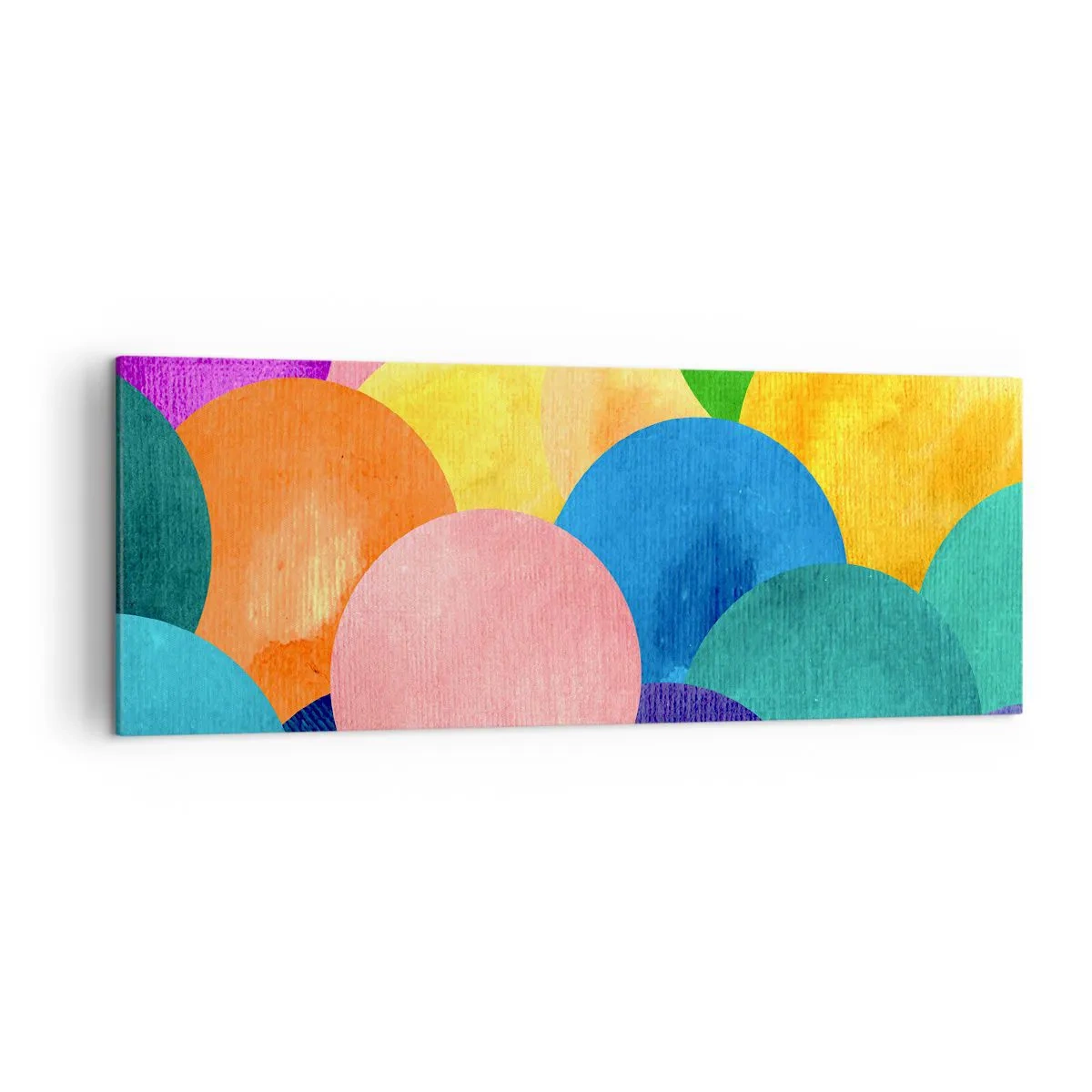 Obraz na płótnie - Kolorowe koła w stylu akwareli - 140x50cm - Pierwotna pełnia życia - Nowoczesna dekoracja ścienna do salonu i sypialni ARTTOR