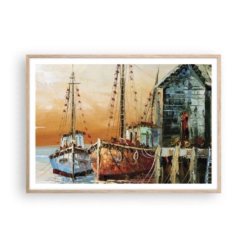 Plakat w ramie jasny dąb - Spokojny powrót - 100x70 cm