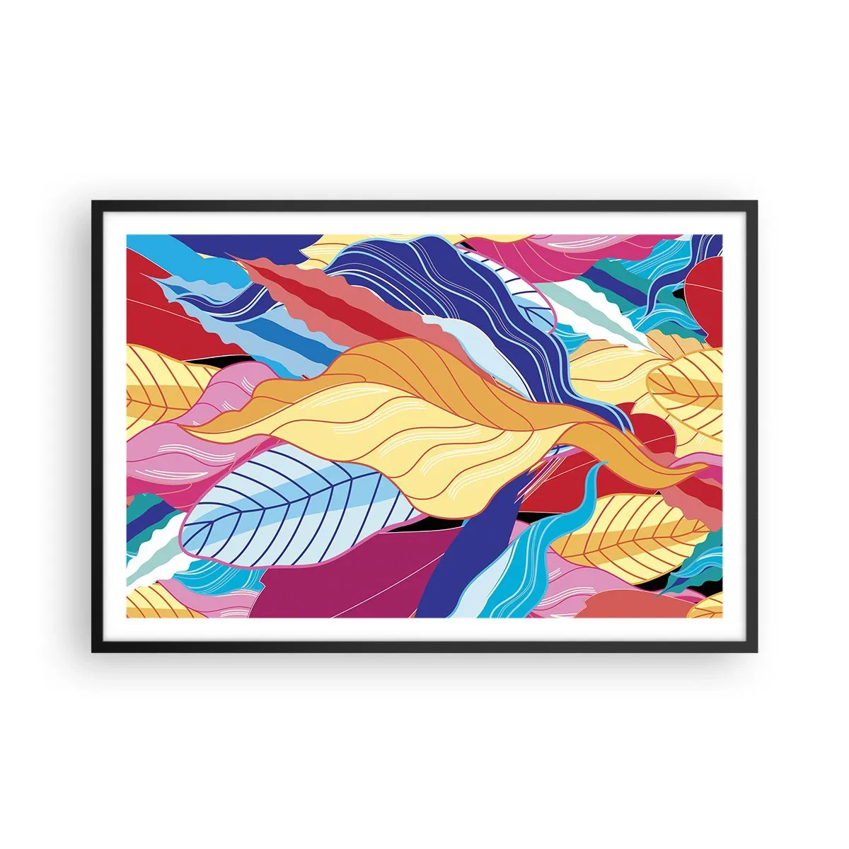 Plakat w czarnej ramie - Kolorowy bałagan - 91x61 cm