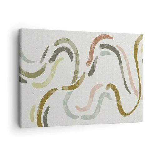 Obraz na płótnie - Abstrakcyjne łuki w pastelowej kolorystyce - 70x50cm - Radosny taniec abstrakcji - Nowoczesna dekoracja ścienna do salonu i sypialni ARTTOR