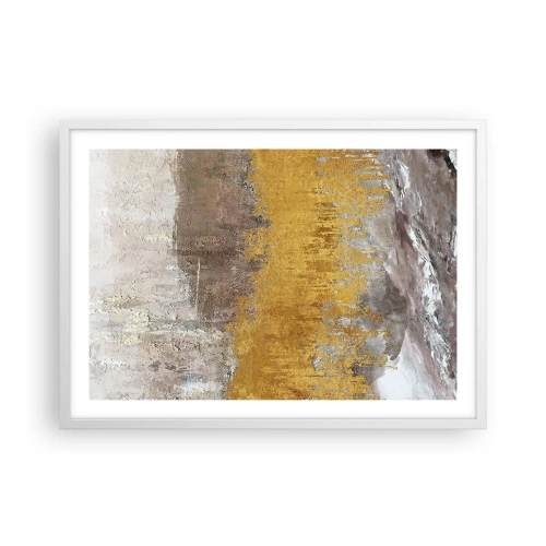 Plakat w białej ramie - Złocisty podmuch - 70x50 cm
