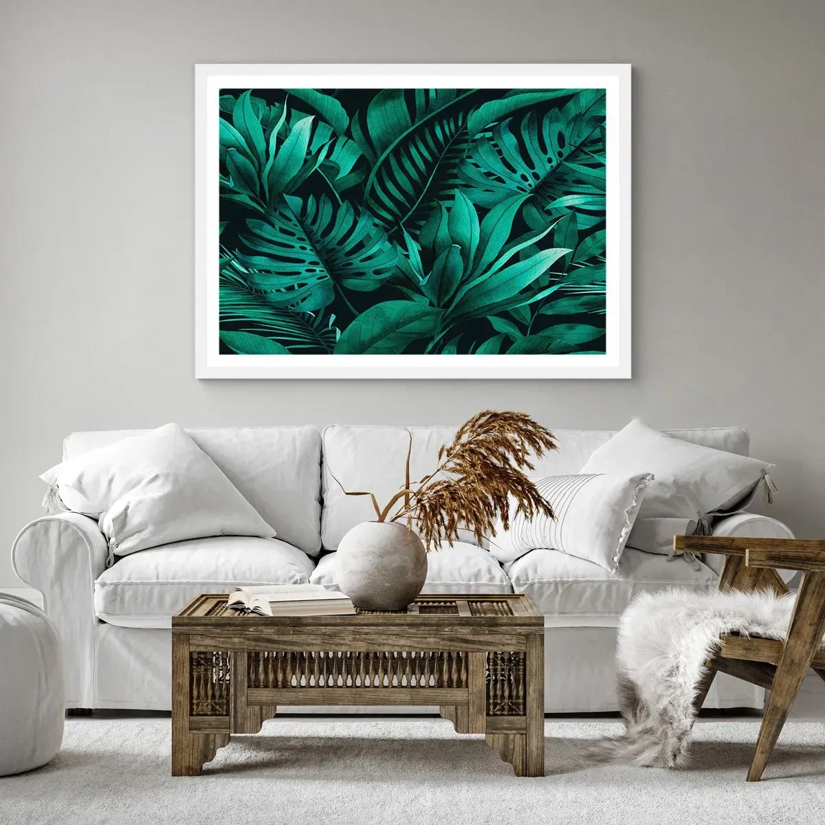 Plakat w białej ramie - Głębia tropikalnej zieleni - 40x30 cm