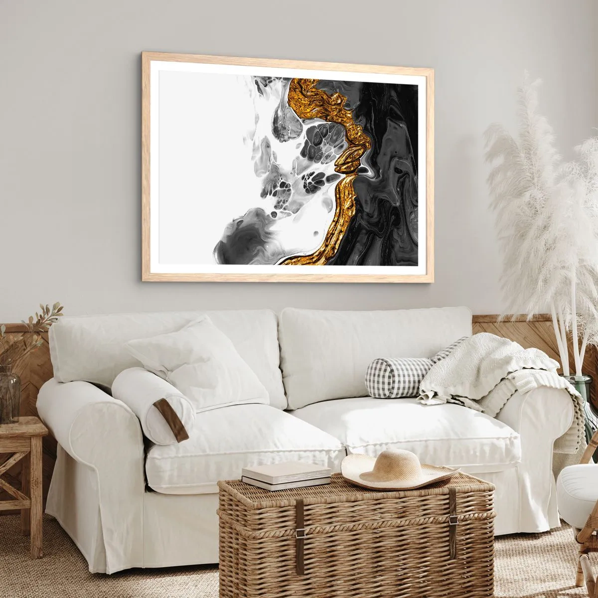 Plakat w ramie jasny dąb - Kompozycja organiczna - 40x30 cm