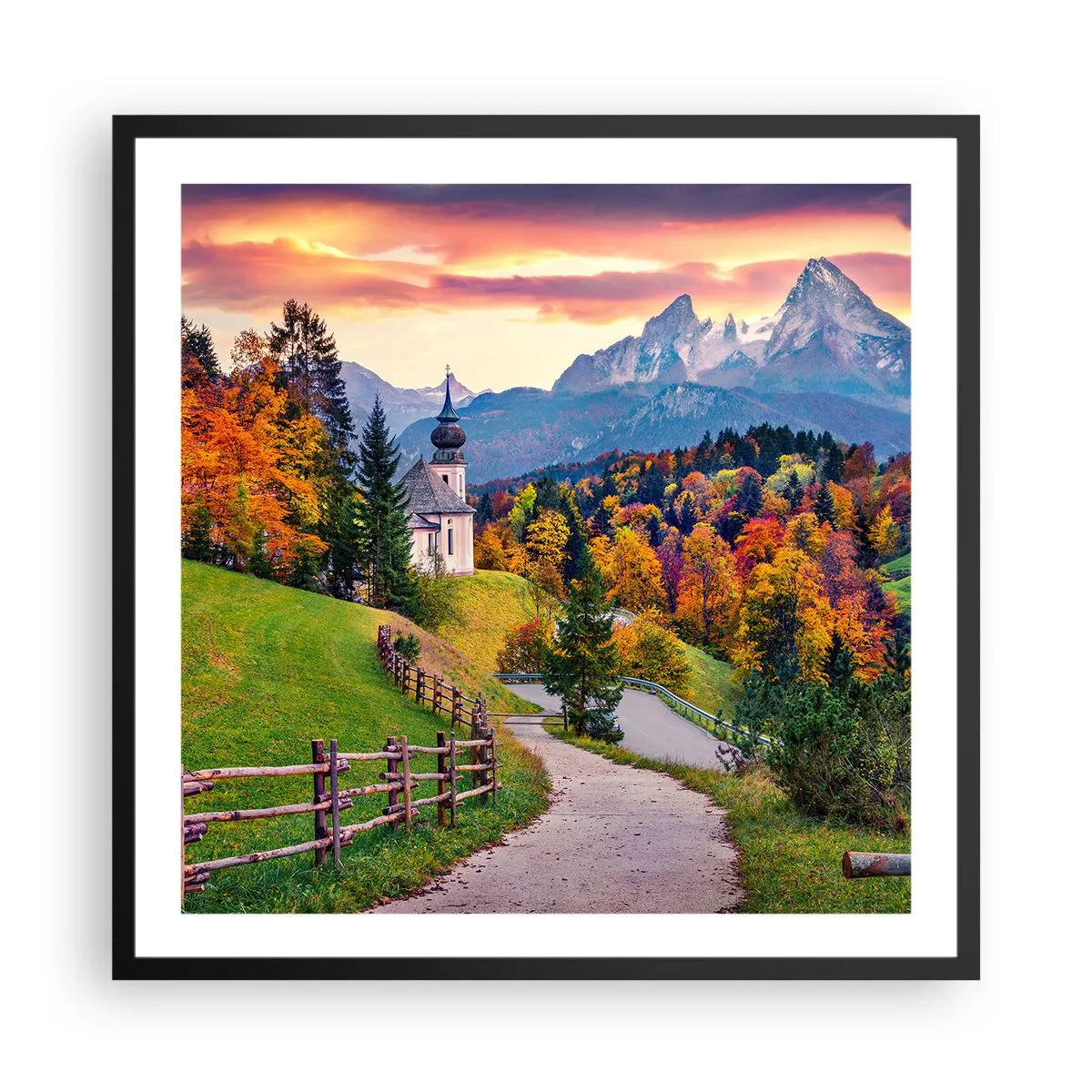 Plakat w czarnej ramie - Pejzaż jak malowanie - 60x60 cm