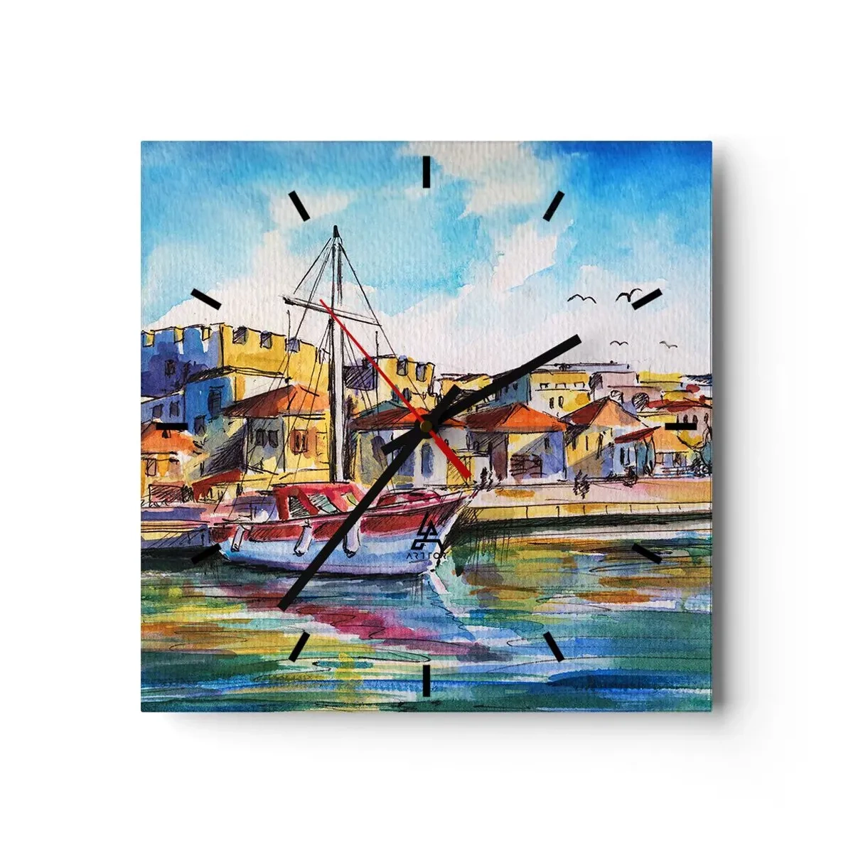 Zegar ścienny - Tęczowe popołudnie - 40x40 cm