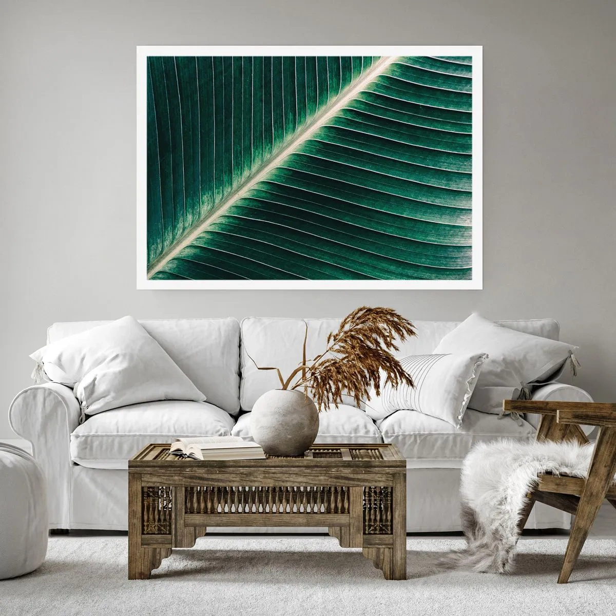 Plakat - Struktura zielonego liścia w zbliżeniu - 100x70cm - Rytm natury - Nowoczesna dekoracja ścienna do salonu i sypialni ARTTOR