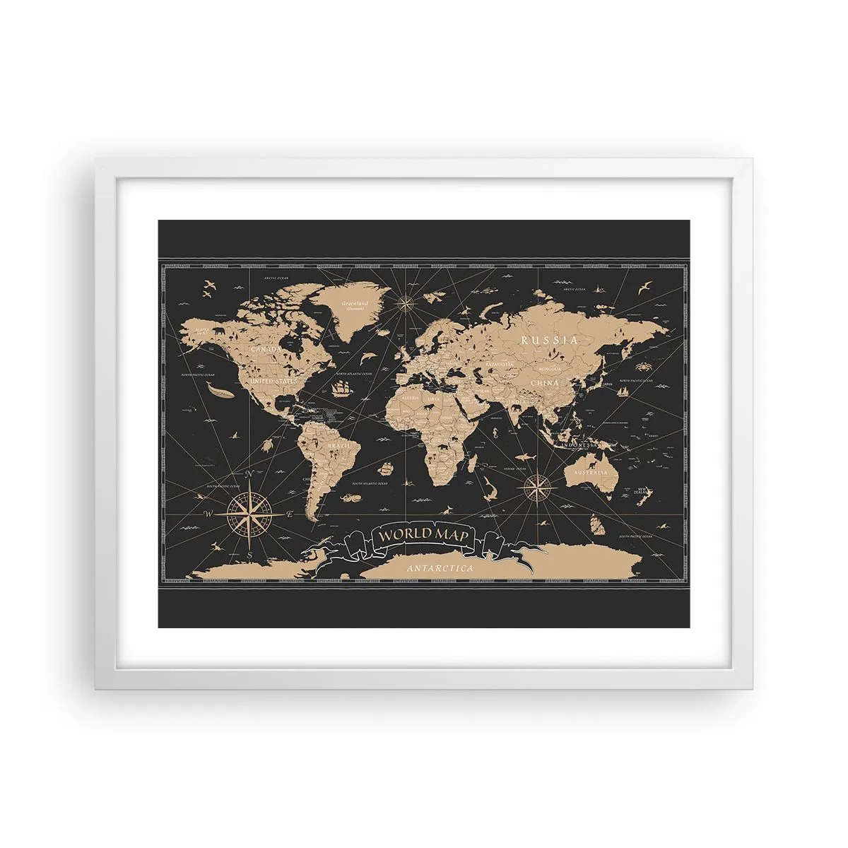 Plakat w białej ramie - Granice mojego świata - 50x40 cm