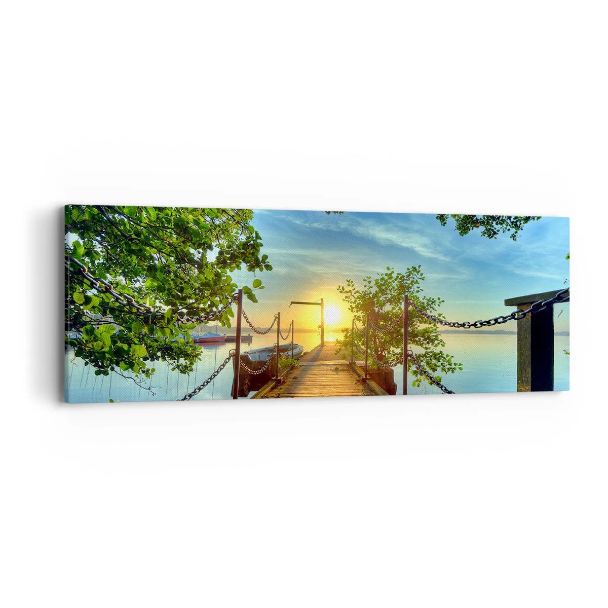 Obraz na płótnie - Zachód nad wodą - 90x30 cm