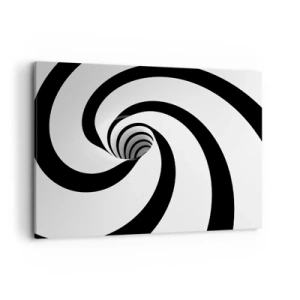 Obraz na płótnie - Abstrakcyjna czarno-biała spirala z efektem wiru - 100x70cm - Poddać się wirowi? - Nowoczesna dekoracja ścienna do salonu, kuchni i sypialni ARTTOR