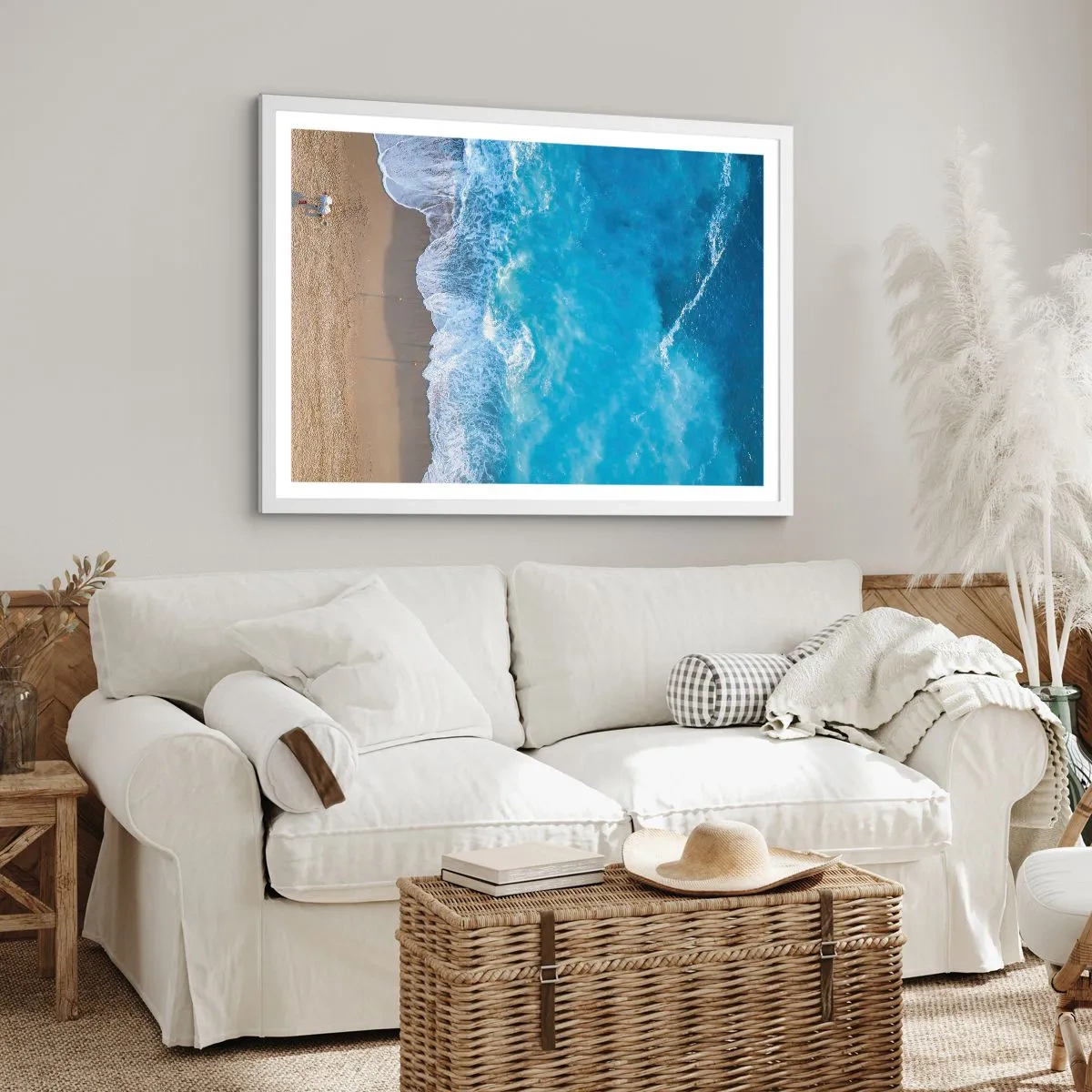 Plakat w białej ramie - Siła błękitu - 70x50 cm