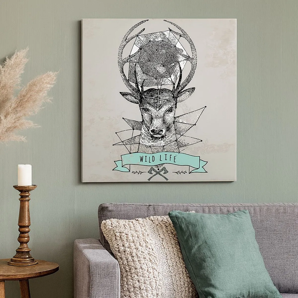 Obraz na płótnie - Widzenie św. Hubertusa - 30x30 cm