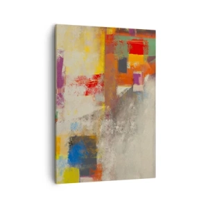 Obraz na płótnie - Kolorowa abstrakcja z geometrycznymi kształtami i teksturą - 50x70cm - Geometria barw - Nowoczesna dekoracja ścienna do salonu, kuchni i sypialni ARTTOR