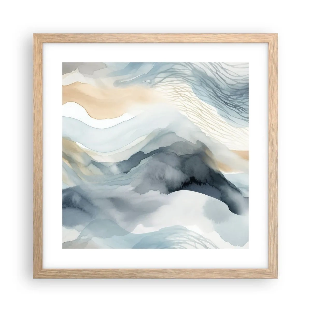 Plakat w ramie jasny dąb - Abstrakcja śnieżna i mglista - 40x40 cm