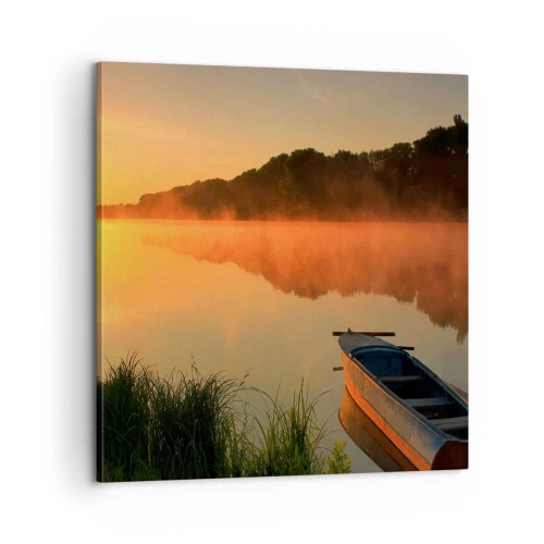 Obraz na płótnie - Wschód słońca nad wodą jak tafla lustra - 60x60 cm