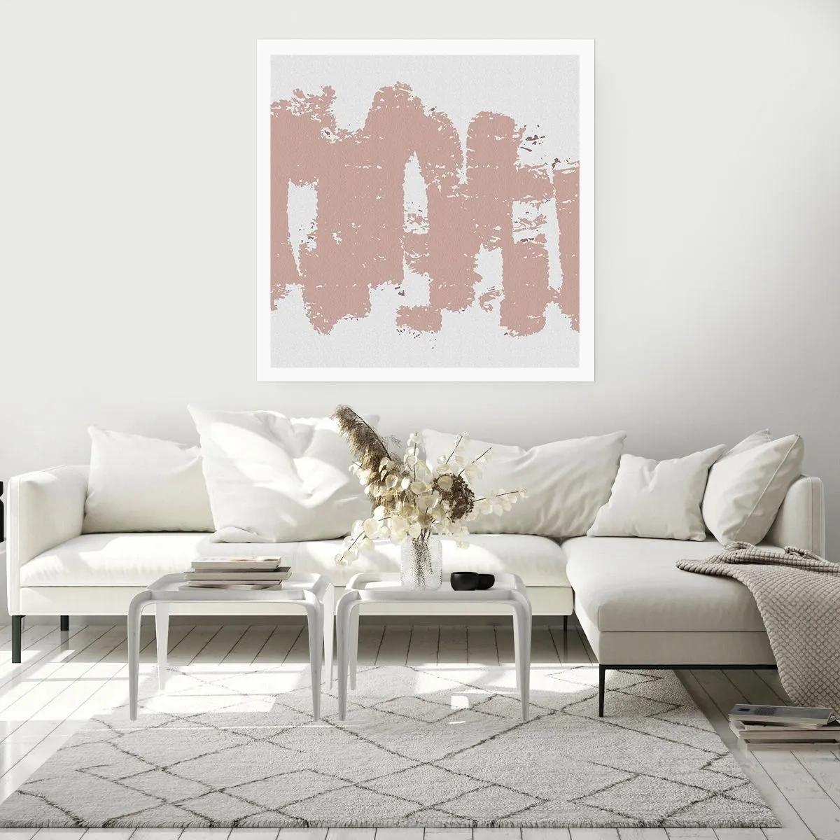 Plakat - Abstrakcja w łagodnym różu - 60x60 cm