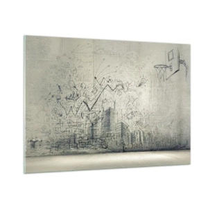 Obraz na szkle - Szkic graficzny z elementami biznesowymi i kreatywnymi - 100x70cm - Moje wspaniałe miejskie życie - Nowoczesna dekoracja ścienna do salonu, kuchni i sypialni ARTTOR