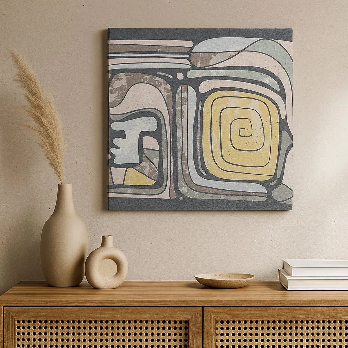 Obraz na płótnie - Abstrakcja w duchu prekolumbijskim - 30x30 cm