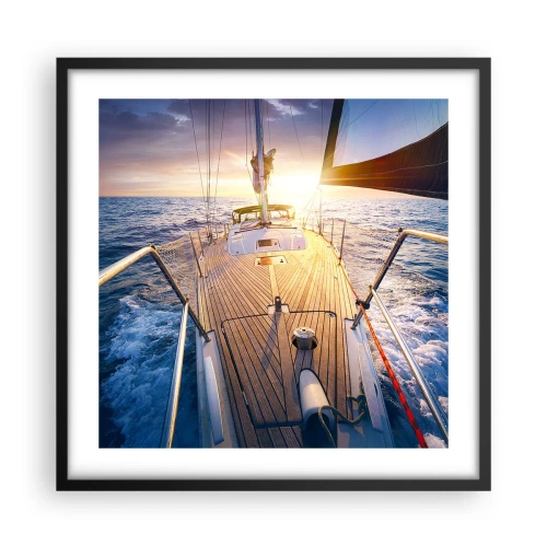 Plakat w czarnej ramie - Biegnąca po falach - 50x50 cm