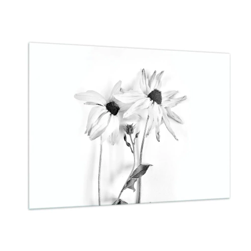 Obraz na szkle - Czarno-białe kwiaty w minimalistycznym stylu - 100x70cm - Nikt nie chce być sam - Nowoczesna dekoracja ścienna do salonu, kuchni i sypialni ARTTOR
