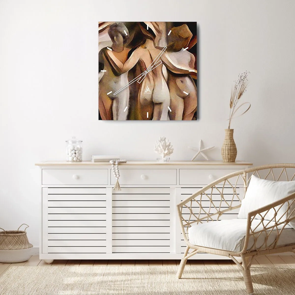 Zegar ścienny - Trzy Gracje 2.0 - 40x40 cm